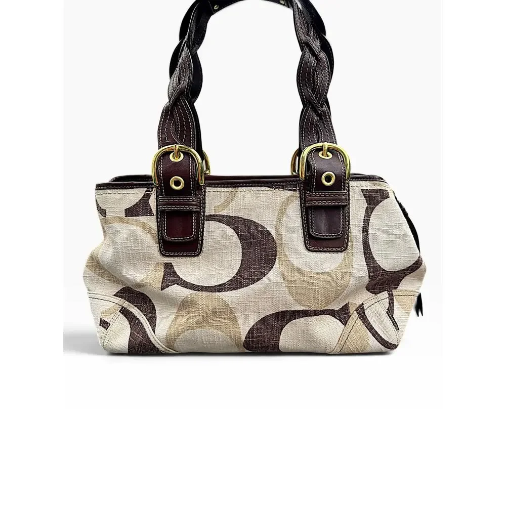 Vintage Coach Soho Optic Tonal Signature Tote 12195 Brown Cream Y2K